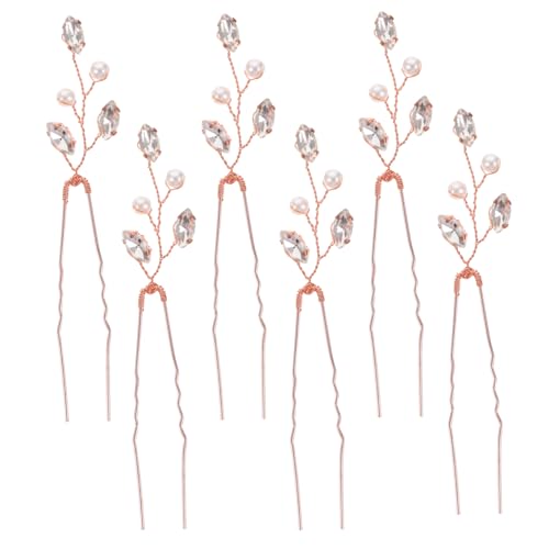 NOLITOY 6 Stück U förmige Braut Haarnadeln mit Strass und Perlen Hochzeitschmuck für Frauen Mädchen Eleganter Haarschmuck Leicht Stabil Passend für Verschiedene Frisuren von NOLITOY