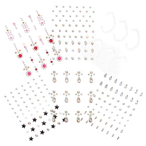 NOLITOY 6Blätter Selbstklebende Face Gems Aufkleber Glitzernde Körper und Augendiamanten für Partys Karneval Halloween für Ausgefallenes Make Up und Besondere Anlässe von NOLITOY