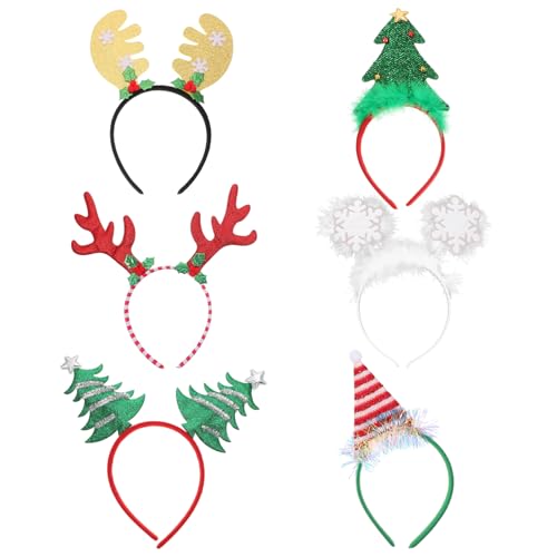 NOLITOY 6stücke Teiliges Weihnachts-haarreif Mit Rentiergeweih Und Schneeflocken Festliches Kopfschmuck Für Erwachsene Für Weihnachtsfeiern Und Kostümpartys von NOLITOY
