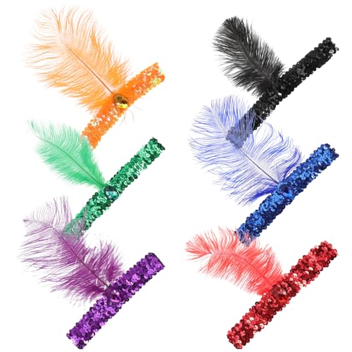 NOLITOY 6stücke Teiliges Bunter Feder-stirnbänder Für Karneval Und Partys Elastisches Haarschmuck-accessoire Für Tanzaufführungen Und Kostümpartys Bezaubernde Kopfdekoration Für von NOLITOY