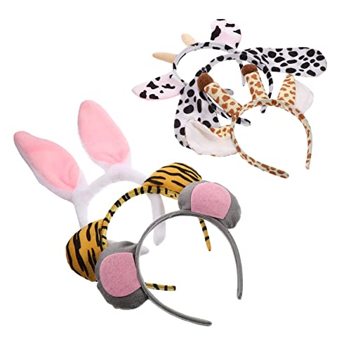 NOLITOY 6stücke Tierkopfband Für Junge Mädchen Kreative Tier-haarreifen Für Partys Und Fotoshootings Aus Strapazierfähigem Mit Hund Giraffe Tiger Kuh Und Hasenohren von NOLITOY