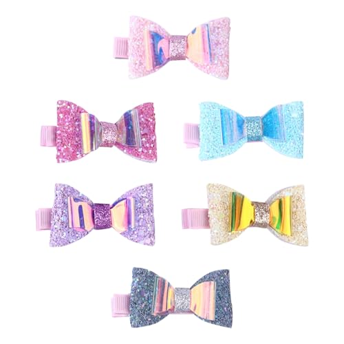 NOLITOY 6stücke Glitzer Haarschleifen Für Mädchen Mit Clip Pailletten Haarnadel Pailletten Schleifen Clips Haarspangen Für Kinderhaar Zubehör von NOLITOY