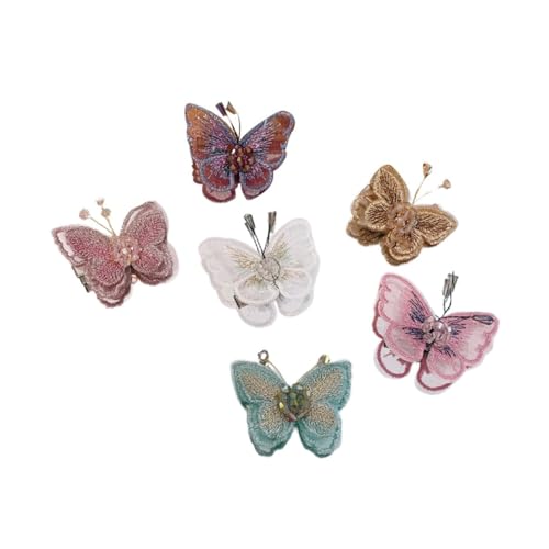 NOLITOY 6stücke Teiliges Schmetterling Haarschmuck Haarspangen Für Junge Mädchen Und Damen Bunte Bestickte Haarclips Für Festliche Anlässe Strapazierfähiges Material Accessoire Für von NOLITOY