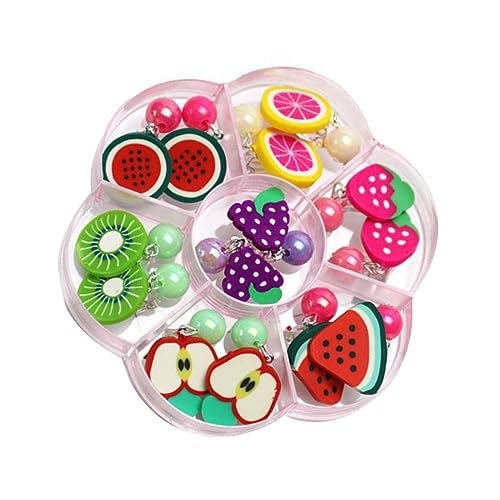 NOLITOY Frucht Ohrclips 7 Paare Kreative Ohrringe für Damen Weiches Tonmaterial Leicht Hypoallergen Modischer Ohrschmuck für Partys und Anlässe von NOLITOY