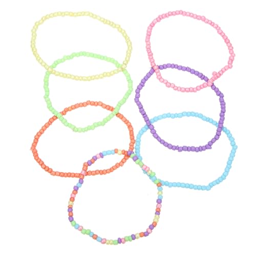 NOLITOY 7 Stück Teiliges Bunte Perlenarmband für Mädchen Kindgerechte Leichte Strandarmbänder Stapelbare Armbänder in Lebendigen Farben für Party und Alltag Geschenkidee für Teenager von NOLITOY