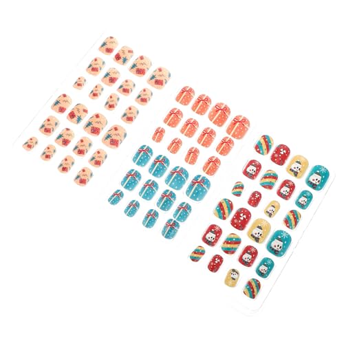 NOLITOY 72stücke Weihnachts-nagel Mädchen Künstliche Vollständige Abdeckung Vorgeklebt Mit Bunten Cartoon-designs Für Festliche Maniküre Und Nail Art von NOLITOY