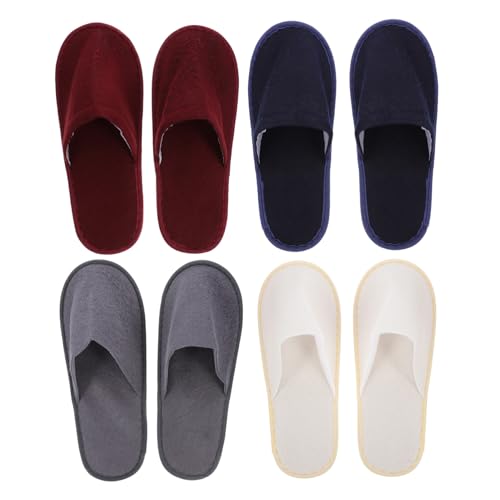 NOLITOY 8 Paare Rutschfeste Faltbare Hausschuhe aus Frottierstoff Leichte Atmungsaktive Indoor Slipper für Damen und Herren Vielseitig Verwendbar für Zuhause Reisen Hotel Zufällige Farbe von NOLITOY