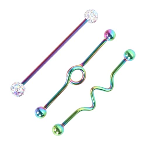 NOLITOY 8 Stück Teiliges Barbell Piercing mit Farbigen Designs Langlebig und Hautfreundlich Ohrstecker für Damen und Herren Komfortabel und Sicher zu Tragen von NOLITOY
