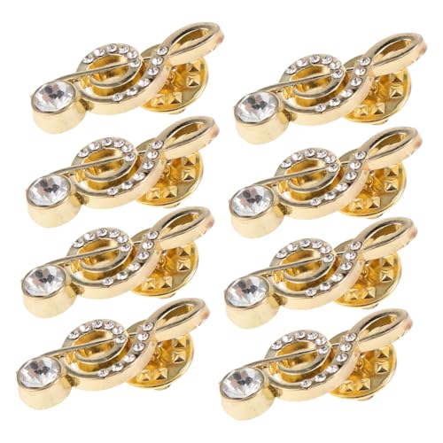 NOLITOY 8 Stück Teiliges Kunstvolle Musiknoten Broschen mit Funkelnden Strasssteinen Sichere Anstecknadel für Kleidung Modische Schalspange Eleganter Schmuck für Damen bei Hochzeit Konzert von NOLITOY