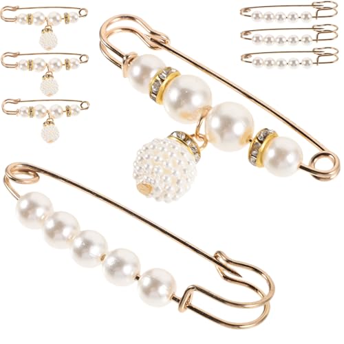 NOLITOY 8 Stück Teiliges Perlen Broschen Sicherheitsnadeln zum Taillen und Bundfixieren Glatte Oberfläche Langlebig Vielseitig für Kleider Röcke Hosen Schützt Privatsphäre und Sorgt für von NOLITOY