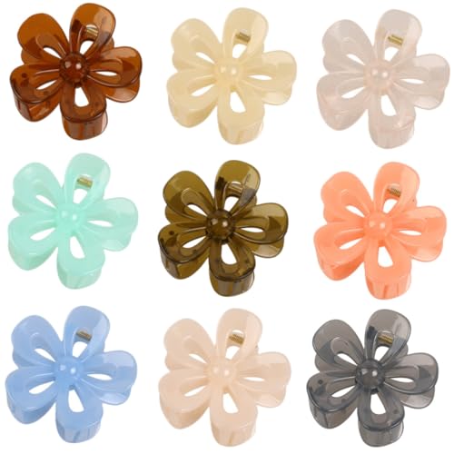 NOLITOY 9 Stück Teiliges Haarspangen für Damen und Mädchen Zarte Blütenform Bunte Jelly Farben Wiederverwendbare Kunststoff Klammern Geeignet für Dünnes und Langes Haar Modisches von NOLITOY