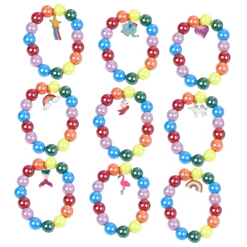 NOLITOY 9 Stück Teiliges Kinderarmband mit Bunten Perlen Niedlichen Legierungsanhängern Langlebig und Handgefertigt für Mädchen zu Geburtstagen Festen und Besonderen Anlässen von NOLITOY
