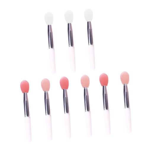 NOLITOY 9 Stück Teiliges Silikon Lippenpinsel Tragbar Präzise Lippenstift Applikator Make Up Pinsel Frauen für Lippenfarbe und Gloss Leicht zu Verstauen im Alltag und Unterwegs von NOLITOY