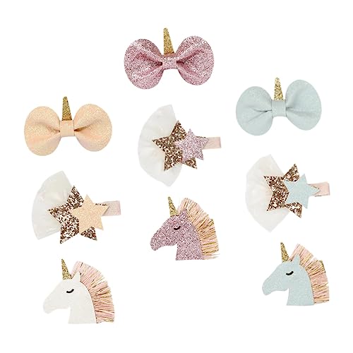 NOLITOY 9stücke Einhorn Haarspangen Satz Für Mädchen Bunte Pailletten Haarclips Mit Schleifen Kinder Kopfschmuck Für Partys Und Tägliche Verwendung Nicht Verletzend Für Haare Als von NOLITOY