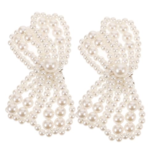 NOLITOY Abnehmbare Perlenschuh clips mit Schleifen dekor Elegante Dekorative Schuh buckles für Damen High Heels Vielseitige Hochzeitsschmuck Clips für Schuhe Flexibler Schuh accessoire von NOLITOY