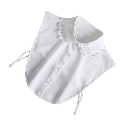 NOLITOY Abnehmbarer Damen Fake Kragen Weiß Halbshirt Einsatz mit Spitzen Rüsche Atmungsaktiv und Komfortabel Modischer Bubikragen für Pullover Kleider und Freizeit Einfache Anwendung und von NOLITOY
