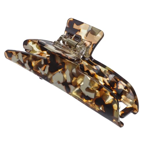 NOLITOY Acetat Haarklammer für Damen Modischer Haarschmuck Starke und Langlebige Haarkralle Vielseitiger Styling Clip für Bad Make Up und Alltag Design mit Gelb Weißem Punktmuster von NOLITOY