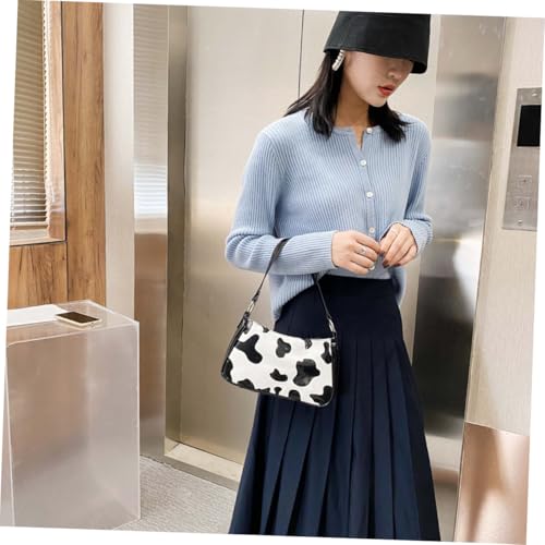 NOLITOY Adorable Kuhmuster Umhängetasche Damen PU Handtasche mit Reißverschluss Leichte Mittelgroße Schultertasche für Handy Kosmetik und Zubehör Modisches Design mit Großer Kapazität von NOLITOY