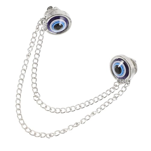 NOLITOY Alloy Kragenclip mit Blauem Auge Tassel Brosche für Herren Hemd Modischer Schalverschluss Eleganter Anstecker mit Kette Vielseitiges Accessoire für Anzug und Kleidung von NOLITOY