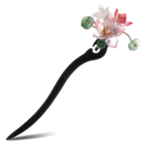 NOLITOY Antike Holz Haarstäbchen Chinesischer Stil Elegante Haarspange mit Lotusblatt Motiv für Damen Vintage Haarschmuck für Hanfu Kostüme und Traditionelle Frisuren von NOLITOY