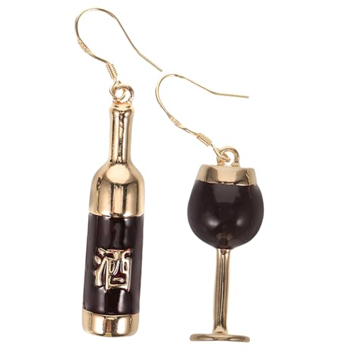 NOLITOY Asymmetrische Damen Ohrhänger Weinglas Weinflasche Design Langlebige Legierung Hautfreundlich Modischer Ohrschmuck für Partys Valentinstag Geburtstag Besondere Anlässe von NOLITOY