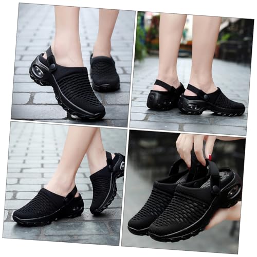 NOLITOY Atmungsaktive Mesh Slippers Damen Leichtgewichtig Angenehm Pantoletten Schwarz Sommer Fußbekleidung Reise von NOLITOY