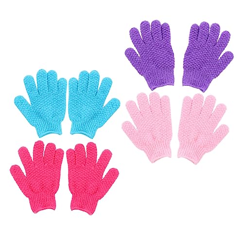 NOLITOY Badepeeling-handschuhe 4 Paar Peeling-handschuhe Fäustling Badetuch Entferner Abgestorbener Hautzellen Zufällige Farbe von NOLITOY