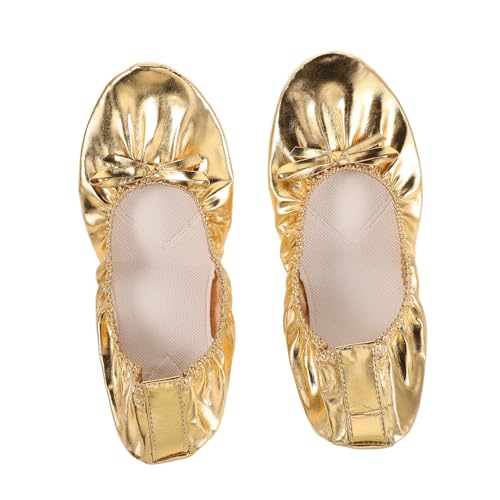 NOLITOY Ballettschuhe Damen Gold Softsplit Sohle Hochelastisch Stoßdämpfend Leicht Für Bauchtanz Yoga Und Balletttraining von NOLITOY