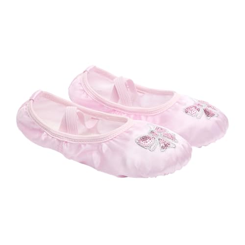 NOLITOY Ballettschuhe aus Satin mit Bestickten Pailletten rutschfeste Geteilte Ledersohle Atmungsaktiv und Elastisch Geeignet für Yoga Training und Tanztraining von NOLITOY