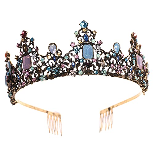 NOLITOY Barock Tiara Haarschmuck Vintage Stirnband Braut Hochzeit Kristallkrone Damen Eleganter Kopfschmuck für Mädchen und Braut Festliche Anlässe von NOLITOY