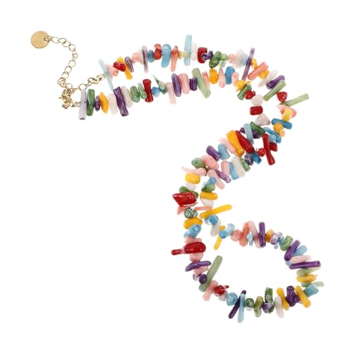 NOLITOY Barockstil Korallen Halskette Damen Urlaub Schmuck Bunte Korallenkette Strand Party Accessoire für Frauen von NOLITOY