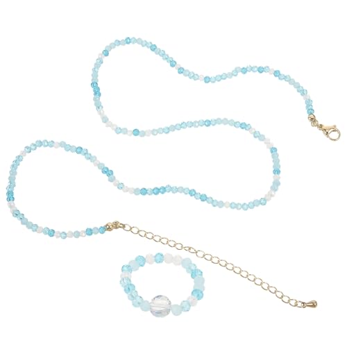 NOLITOY Blaues Schmuck Kette und Ring Damen Leichtes Design Glatte Kanten Modische Clavicle Chain Geeignet für Alltag und Besondere Anlässe von NOLITOY