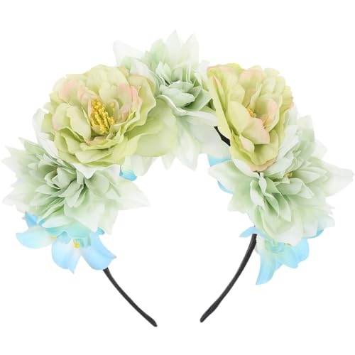 NOLITOY Blumen-Stirnband Boho-Blumenkrone Hochzeitskranz Kopfschmuck Festival-Stirnbänder Haar-Accessoire Dekoration Für Frauen Mädchen Hochzeit Party Festival Grün von NOLITOY