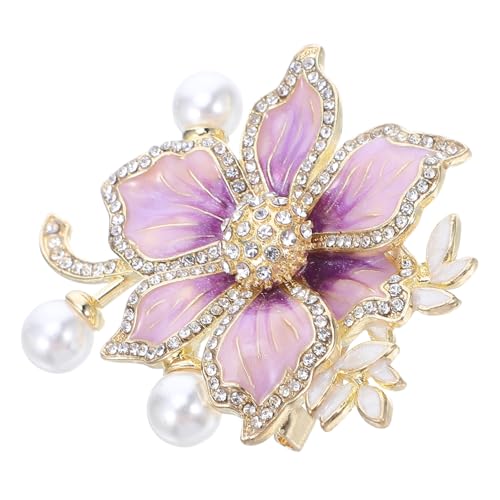 NOLITOY Blumenbrosche Design Emaille Schmuck Perlen Anstecknadel Damen Abendkleid Brosche Elegantes Accessoire für Ball und Festliche Anlässe von NOLITOY