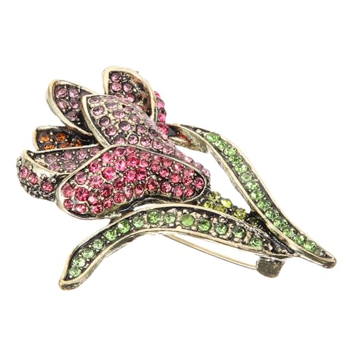 NOLITOY Blumenbrosche für Damen Hochwertige Brosche mit Strass für Kleidung Hüte und Schals Elegantes Accessoire für Abendkleider und Partys Rot von NOLITOY