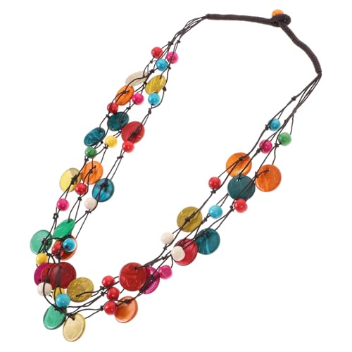 NOLITOY Bohemia Stil Damen Halskette mit Rundem Kokosnussanhänger Vintage Statement Kette Verarbeitung Modisches Schmuckstück für Frauen und Mädchen Vielseitig für Alltag und Party von NOLITOY