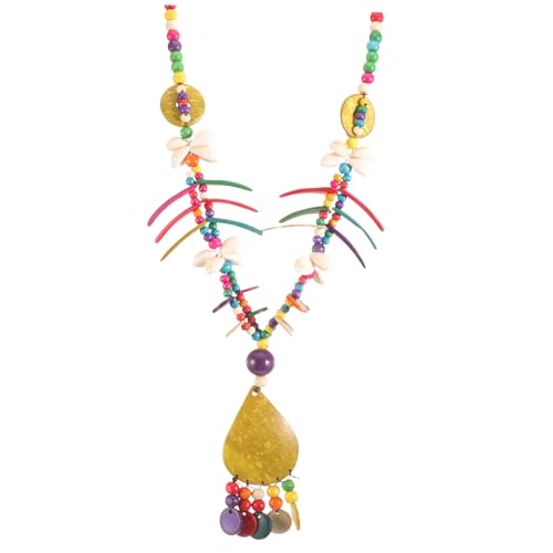 NOLITOY Kokosnuss Muschel Perlenkette Damen Ethno Stil Lange Halskette Aus Kokosnussschalen Bunte Strandhalskette Für Frauen Bohemian Schmuck Für Jeden Anlass von NOLITOY