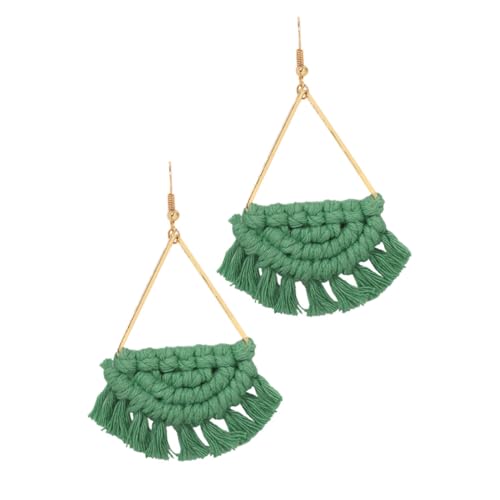 NOLITOY Boho Fächerförmige Ohrhänger Damen Leicht Geflochten Sommer Schmuck Strand Urlaub Zubehör Grün von NOLITOY