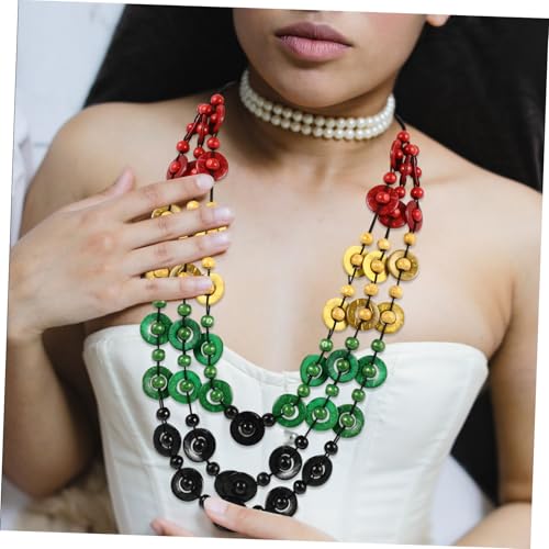 NOLITOY Boho Kette Damen Retro Holzperlen Halskette aus Natürlicher Kokosnussschale Handgefertigt Strand Schmuck für Frauen und Mädchen Modisches Accessoire von NOLITOY