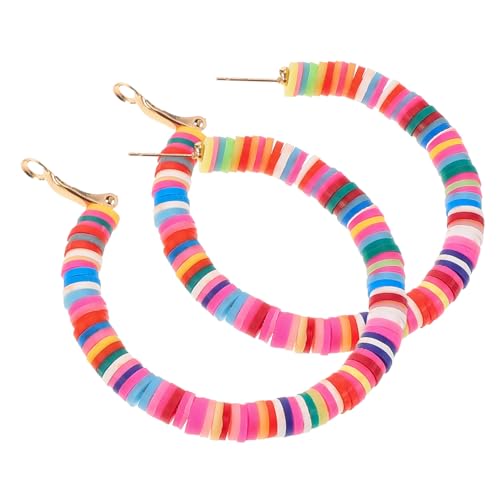 NOLITOY Boho Ohrhänger aus Polymer Clay Farbige Runde Leichte Ohrschmuck Damen Eleganter Sommersschmuck Langlebig Hautfreundlich Modisch für Durchstochene Ohren von NOLITOY