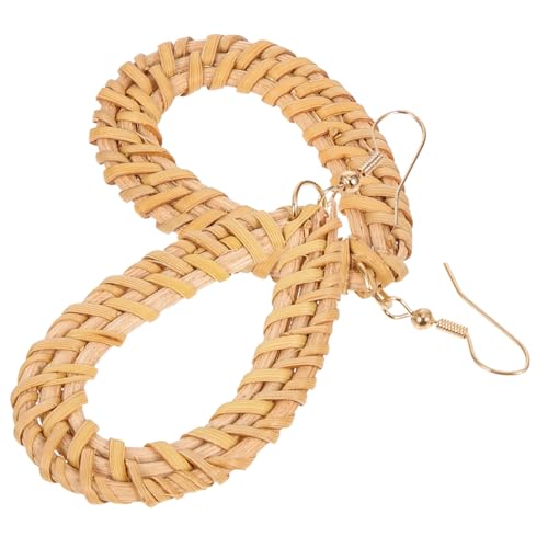NOLITOY Boho Rattan Ohrringe Damen Leicht Gewebt Hängend Modisch Geometrisch Sommer Strand Schmuck von NOLITOY