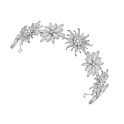 NOLITOY Brautblumenkrone Braut Kopfschmuck Prinzessin Kopfschmuck Für Mädchen Hochzeitskopfschmuck Hochzeitsschleier Für Bräute Weiß Haarbänder Für Frauen Kopfbedeckung Legierungen (zink von NOLITOY