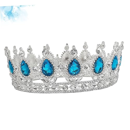 NOLITOY Brautkrone Barockstil mit Lake Blau Strass Hochzeit Kopfschmuck Damen Tiara für Hochzeitskleid Festliche Partys und Proms von NOLITOY