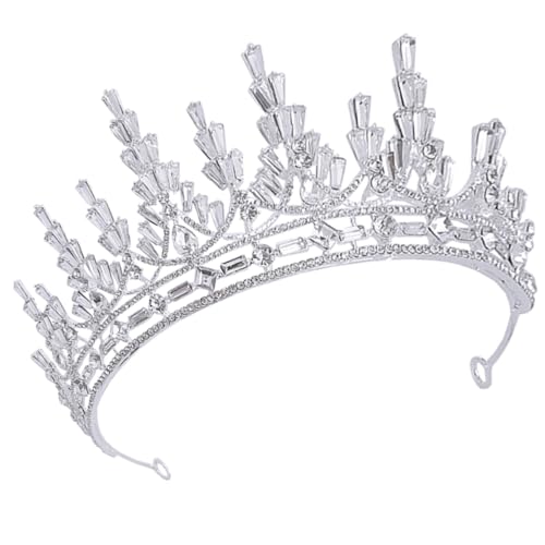 NOLITOY Brautkrone mit Strasssteinen Silbernes Tiara Stirnband Eleganter Haarschmuck für Damen Leichtes Langlebiges Design Geeignet für Hochzeit Verlobung und Festliche Anlässe von NOLITOY