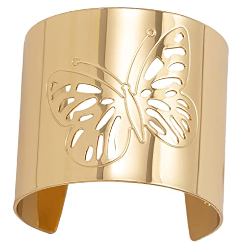 NOLITOY Breiter Damen Armreif mit Schmetterlings Offener Manschetten Bangle Leichter Schmuck Eleganter Schmuck für Alltag und Besondere Anlässe von NOLITOY