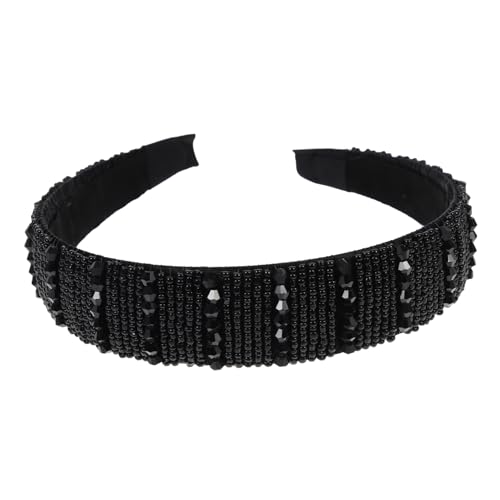 NOLITOY Breites handgefertigtes Damen Haarband mit Perlen und funkelnden Kristallen Stilvolles Stirnband für festliche Anlässe Party und Fotoshootings Komfortabler Haarschmuck für Frauen von NOLITOY