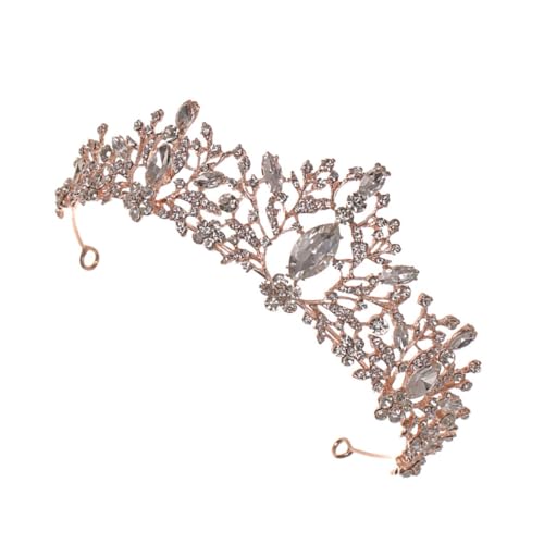NOLITOY Bridal Crown Kristallkrone Haarschmuck Hochzeit Roségold Retro Stil Leicht Elegant Damen Braut Accessoire von NOLITOY