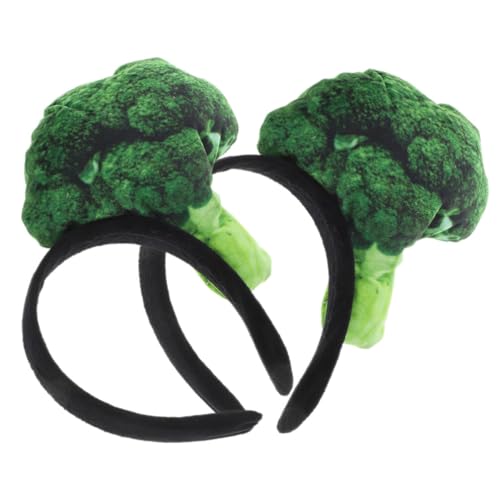NOLITOY Brokkoli-Stirnband 2 Stück Pflanzlicher Haarreifen Realistisches Brokkoli-Kostüm Kopfschmuck Spa-Gesichtswasch-Haarband Neuheit Anzieh-Dessert-Haar-Accessoires Lustiger Hut von NOLITOY