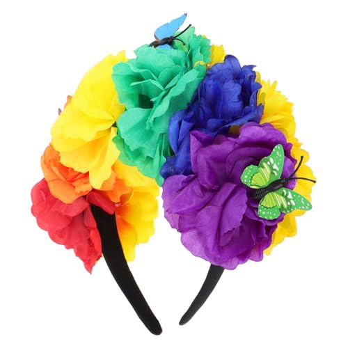 NOLITOY Bunte Blumen Haarreif Für Halloween Und Festlichkeiten Eleganter Kopfschmuck Mit Kunstblumen Für Kostümpartys Hochzeiten Und Karnevale Vielseitig Einsetzbar Langlebig Und von NOLITOY