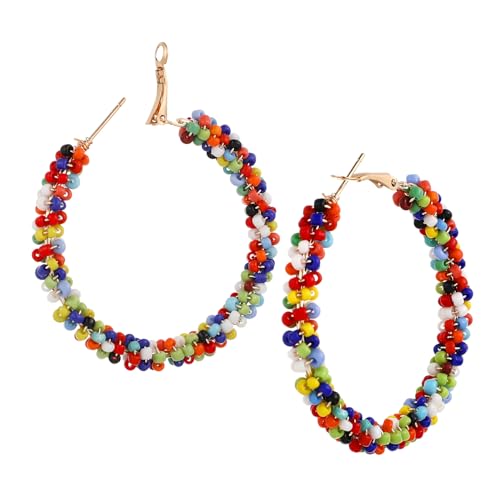 NOLITOY Bunte Boho Kreisohrringe Damen Perlenohrringe Resin Langlebig Modisch für Party Alltag Valentinstag von NOLITOY